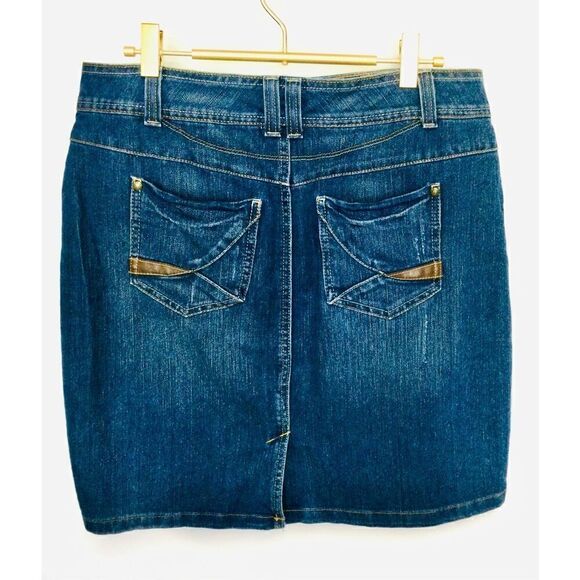 Vintage Relativity Womens Size 6 Denim Jean Mini Skirt Blue Medium Wash Pockets - Picture 2 of 9